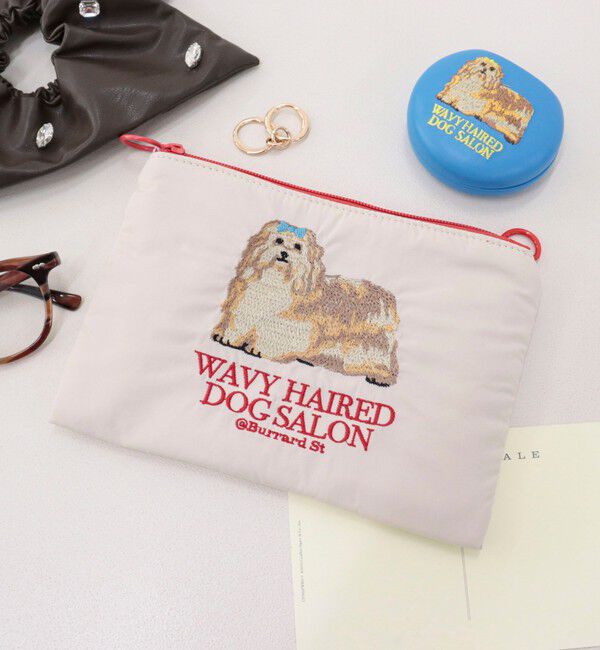 fredy emue「【JOli JOli/ジョリジョリ】刺しゅうフラットポーチ」|ポーチ|ベージュ