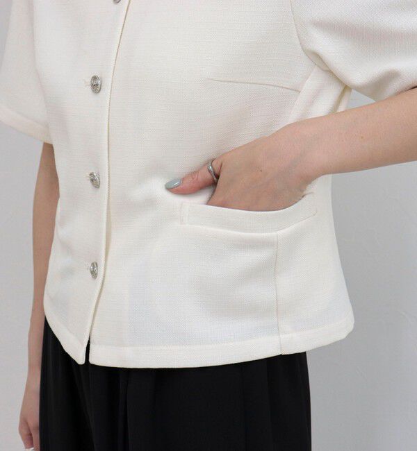 fredy emue「【@sora_522m企画】ノーカラーハーフスリーブジャケット」|ノーカラージャケット|