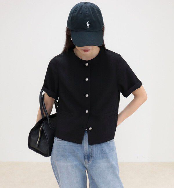 fredy emue「【@sora_522m企画】ノーカラーハーフスリーブジャケット」|ノーカラージャケット|