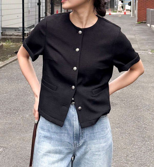 fredy emue「【@sora_522m企画】ノーカラーハーフスリーブジャケット」|ノーカラージャケット|