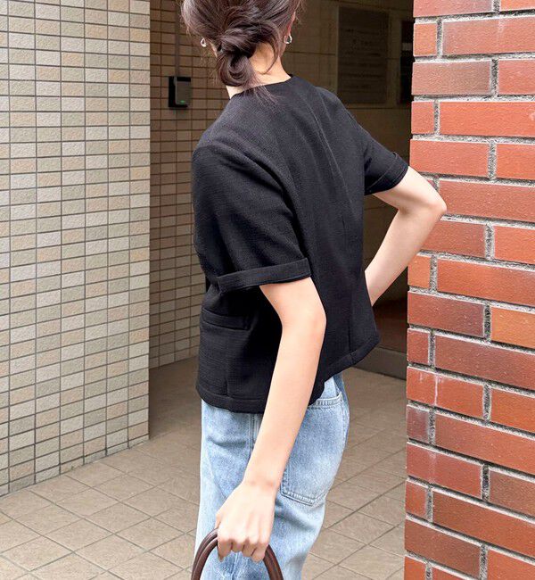 fredy emue「【@sora_522m企画】ノーカラーハーフスリーブジャケット」|ノーカラージャケット|