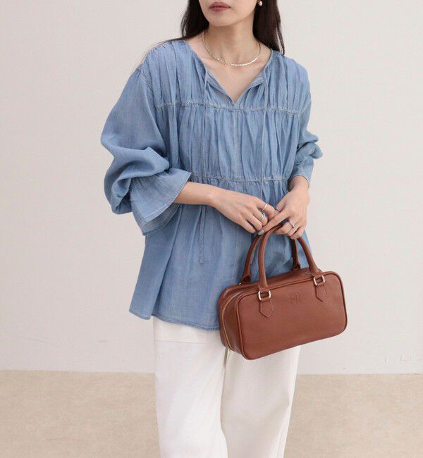 fredy emue「コットンボイルシアーデニムシャーリングブラウス」|シャツ・ブラウス|ブルー
