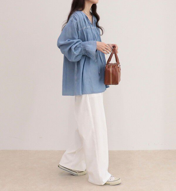 fredy emue「コットンボイルシアーデニムシャーリングブラウス」|シャツ・ブラウス|