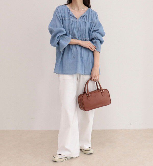 fredy emue「コットンボイルシアーデニムシャーリングブラウス」|シャツ・ブラウス|