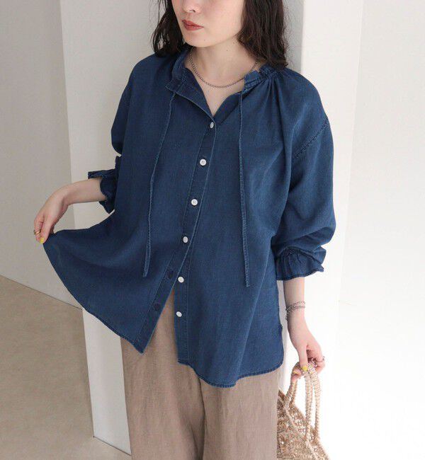 fredy emue「シアーデニムフリルカラーブラウス」|シャツ・ブラウス|