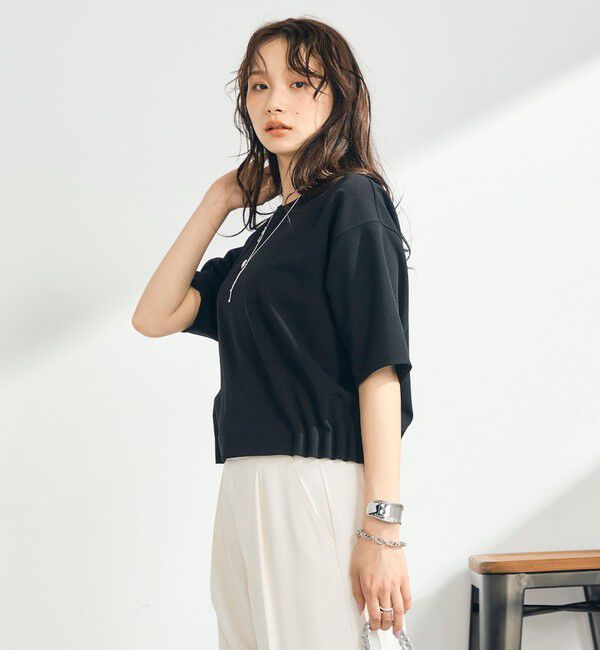 fredy emue「カットジョーゼット5分袖プルオーバー」|Tシャツ・カットソー|