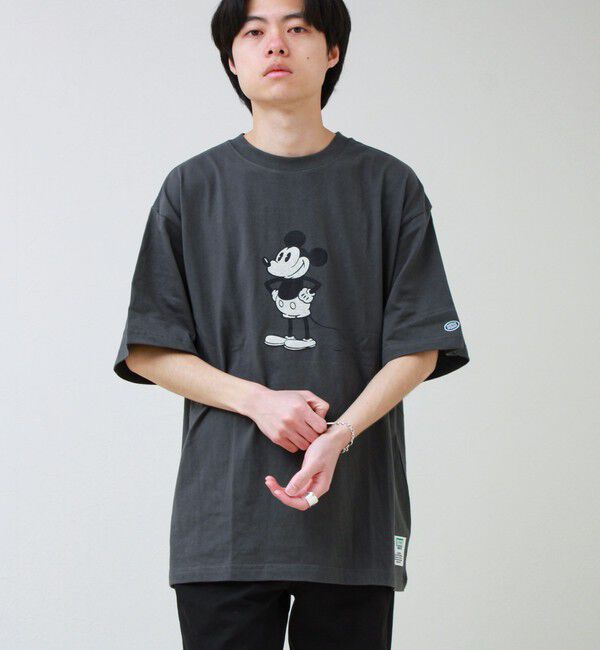 GLOSTER「【DISCUS】Disney ミッキープリントTシャツ」|Tシャツ・カットソー|ブラック系その他