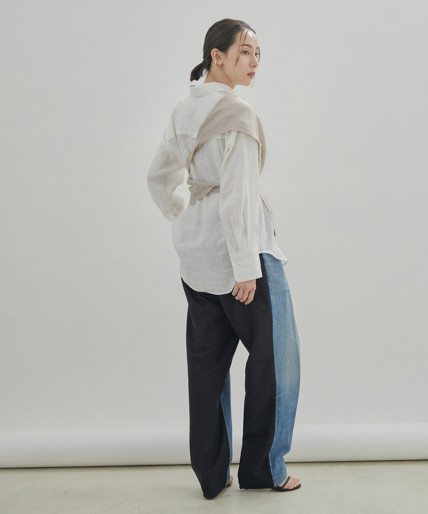 SALON adam et rope'「【洗える】ノルマンディリネンマルチウェイカーチフ/麻」|ストール|