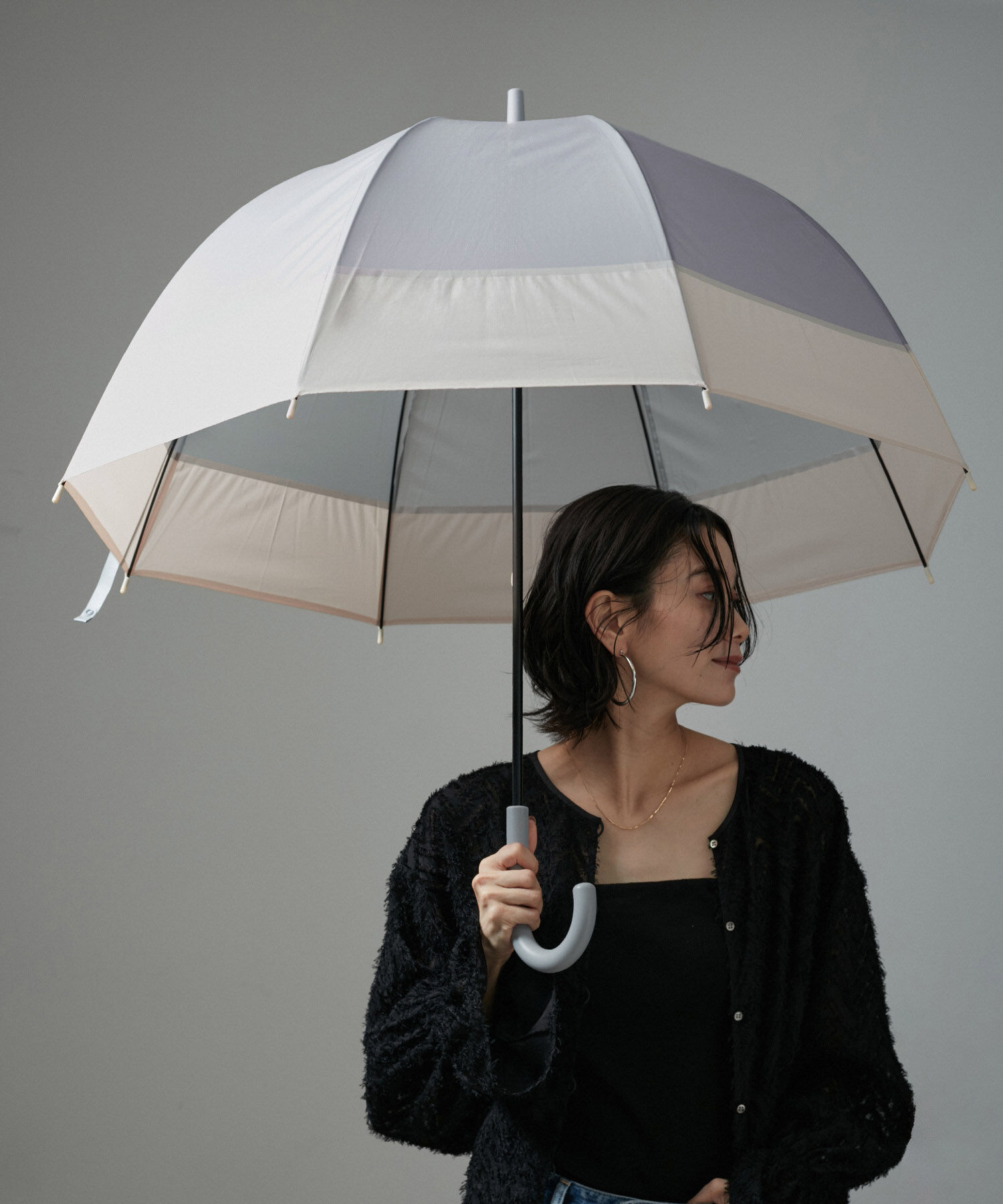 SALON adam et rope'「【SALONオリジナル】ベルドームアンブレラ（ツートンカラー）」|傘|グレー(07)