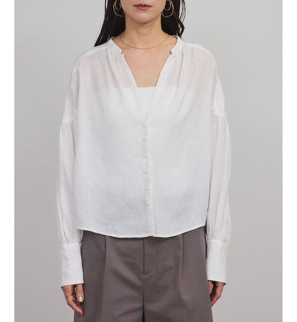 SALON adam et rope'「リネンスキッパーギャザーブラウス / ［GENTLE LINEN］」|シャツ・ブラウス|