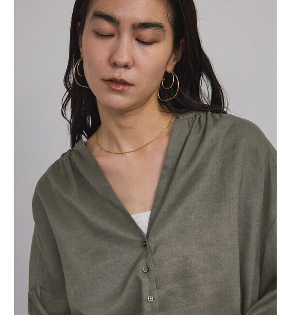SALON adam et rope'「リネンスキッパーギャザーブラウス / ［GENTLE LINEN］」|シャツ・ブラウス|