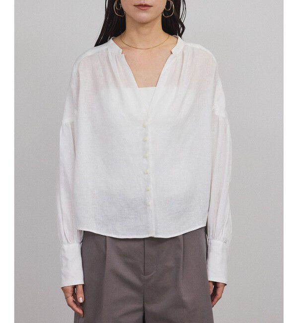 SALON adam et rope'「リネンスキッパーギャザーブラウス / ［GENTLE LINEN］」|シャツ・ブラウス|