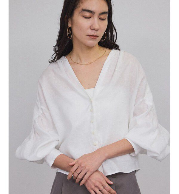 SALON adam et rope'「リネンスキッパーギャザーブラウス / ［GENTLE LINEN］」|シャツ・ブラウス|