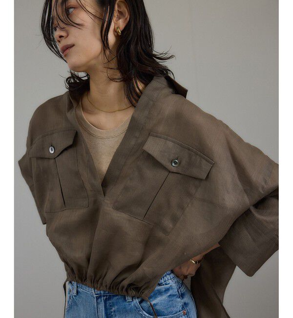 SALON adam et rope'「シアーリネンスキッパードルマンシャツ」|シャツ・ブラウス|ブラウン系(22)