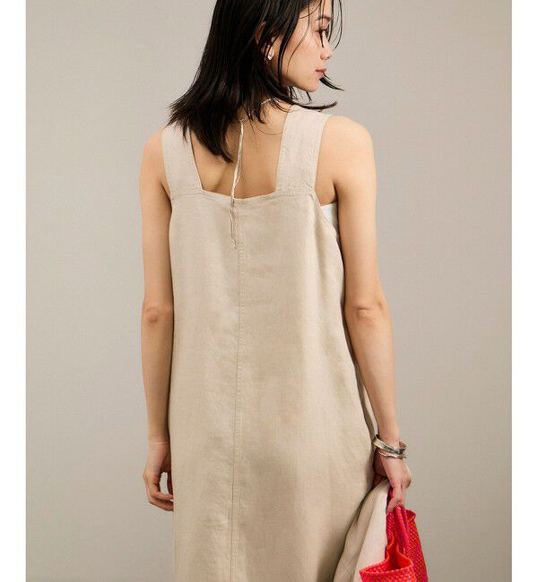 SALON adam et rope'「リネンツイルスクエアーネックジャンパースカート」|ワンピース|