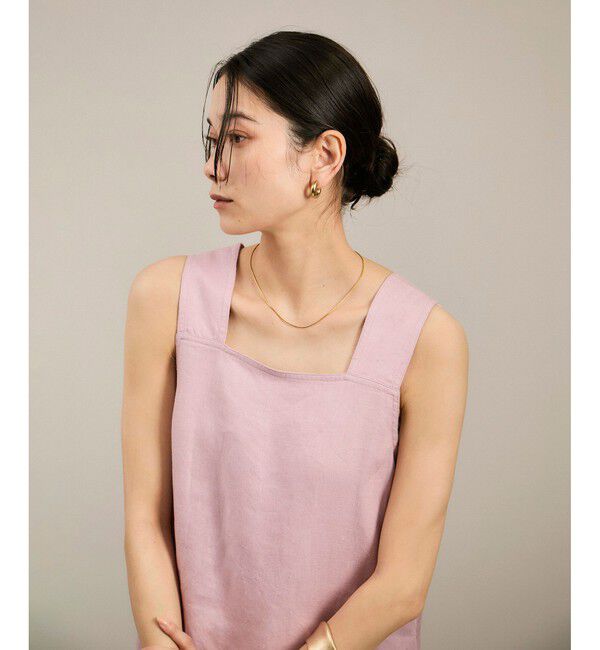 SALON adam et rope'「リネンツイルスクエアーネックジャンパースカート」|ワンピース|