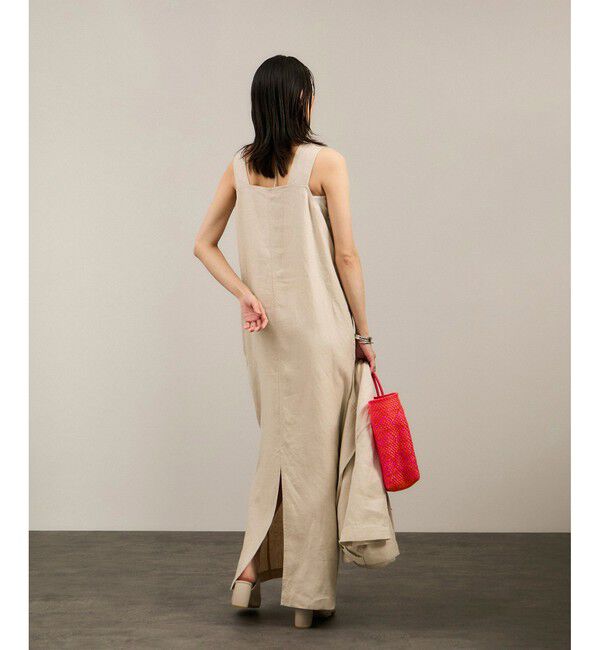 SALON adam et rope'「リネンツイルスクエアーネックジャンパースカート」|ワンピース|