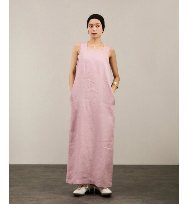SALON adam et rope'「リネンツイルスクエアーネックジャンパースカート」|ワンピース|
