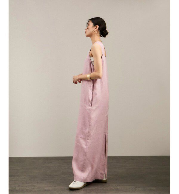 SALON adam et rope'「リネンツイルスクエアーネックジャンパースカート」|ワンピース|