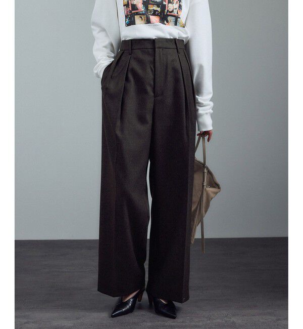 SALON adam et rope'「ウールタックワイドパンツ / セットアップ対応」|スラックス|ブラウン(20)