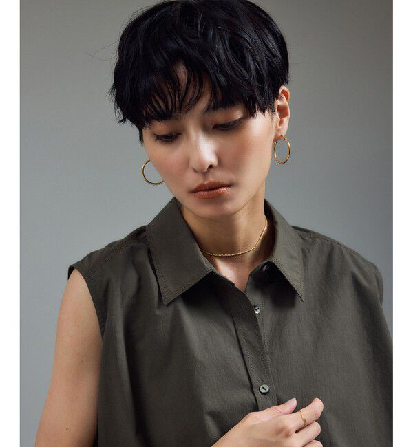 SALON adam et rope'「近江晒タイプライターノースリーブシャツ」|シャツ・ブラウス|