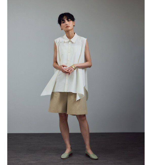 SALON adam et rope'「近江晒タイプライターノースリーブシャツ」|シャツ・ブラウス|