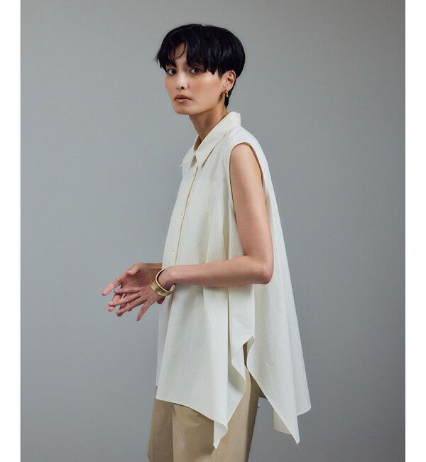 SALON adam et rope'「近江晒タイプライターノースリーブシャツ」|シャツ・ブラウス|オフホワイト(15)