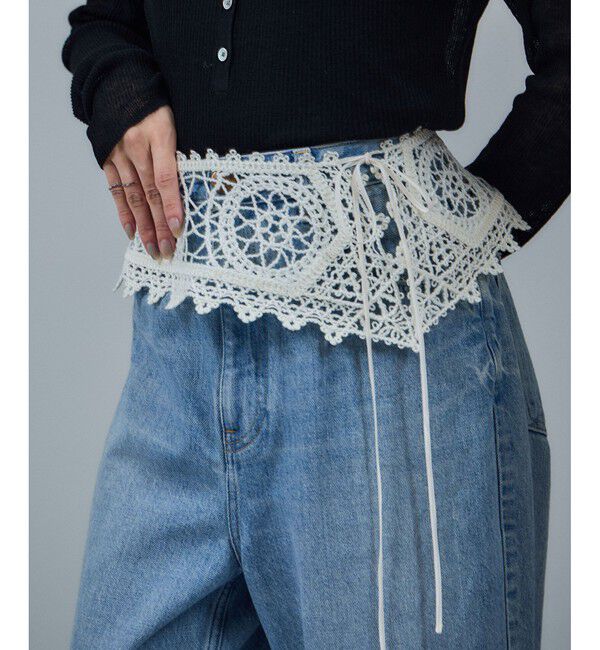 SALON adam et rope'「エンブロイダリカラー」|マフラー|オフホワイト(15)