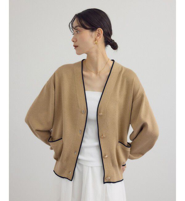 SALON adam et rope'「【WEB限定】メタルボタンスウェットライクラインカーディガン 3[新色追加]」|カーディガン|