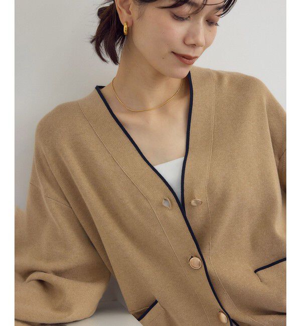 SALON adam et rope'「【WEB限定】メタルボタンスウェットライクラインカーディガン 3[新色追加]」|カーディガン|