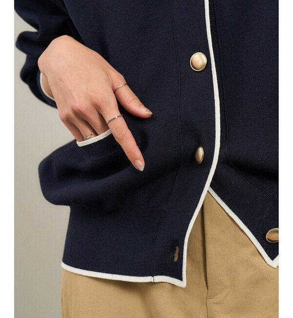 SALON adam et rope'「【WEB限定】メタルボタンスウェットライクラインカーディガン 3[新色追加]」|カーディガン|