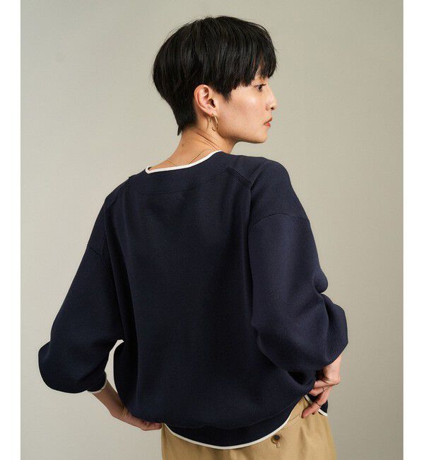 SALON adam et rope'「【WEB限定】メタルボタンスウェットライクラインカーディガン 3[新色追加]」|カーディガン|