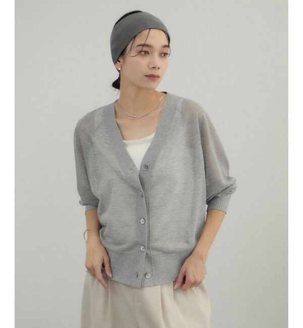 SALON adam et rope'「ブライトラメVネックシアーカーディガン / 新色追加」|カーディガン|