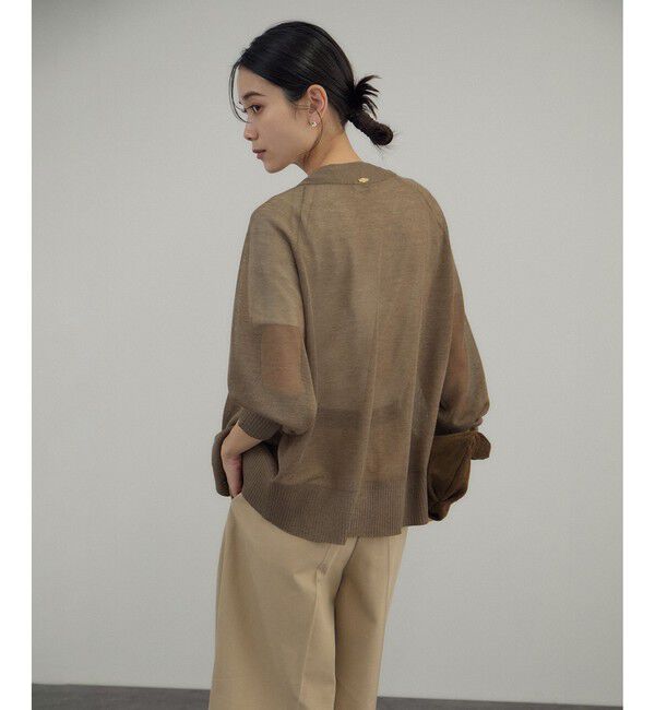 SALON adam et rope'「ブライトラメVネックシアーカーディガン / 新色追加」|カーディガン|