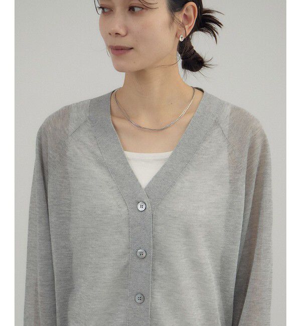 SALON adam et rope'「ブライトラメVネックシアーカーディガン / 新色追加」|カーディガン|