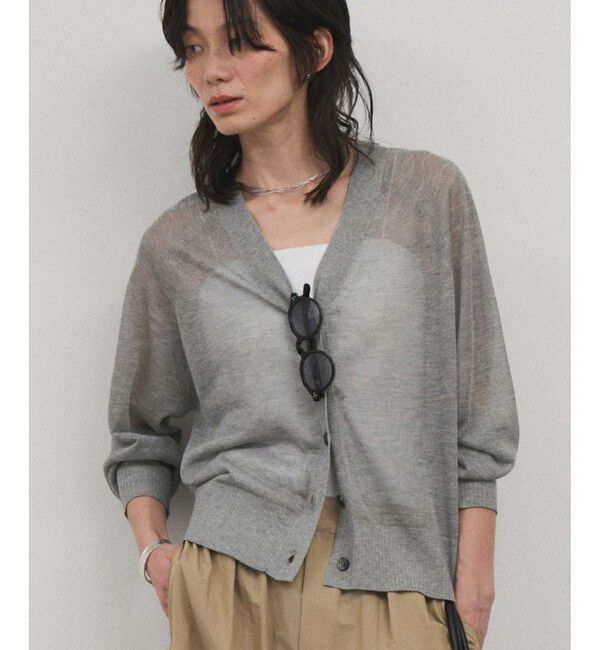 SALON adam et rope'「ブライトラメVネックシアーカーディガン / 新色追加」|カーディガン|