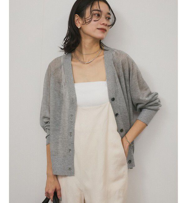 SALON adam et rope'「ブライトラメVネックシアーカーディガン / 新色追加」|カーディガン|