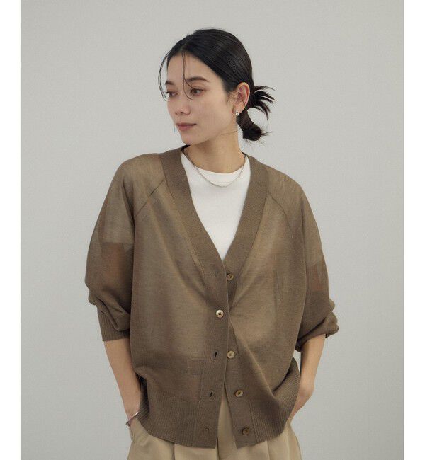 SALON adam et rope'「ブライトラメVネックシアーカーディガン / 新色追加」|カーディガン|