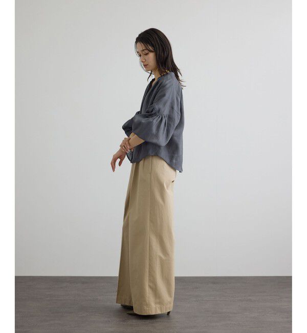 SALON adam et rope'「リネンスキッパーギャザーブラウス / GENTLE LINEN 新色追加」|シャツ・ブラウス|