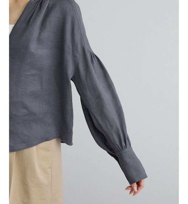 SALON adam et rope'「リネンスキッパーギャザーブラウス / GENTLE LINEN 新色追加」|シャツ・ブラウス|