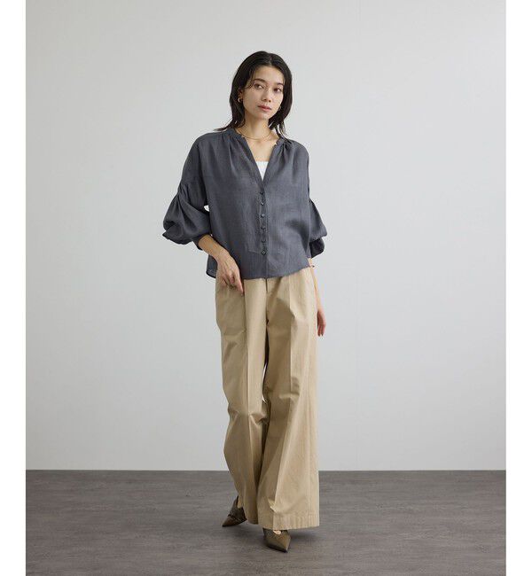 SALON adam et rope'「リネンスキッパーギャザーブラウス / GENTLE LINEN 新色追加」|シャツ・ブラウス|