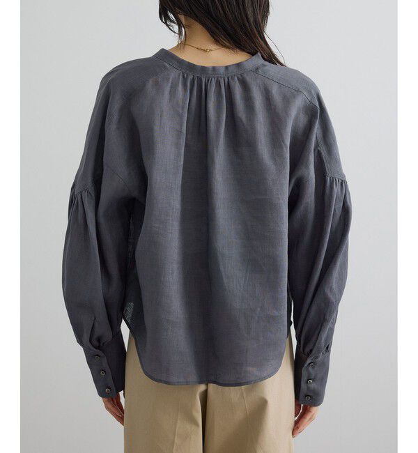SALON adam et rope'「リネンスキッパーギャザーブラウス / GENTLE LINEN 新色追加」|シャツ・ブラウス|