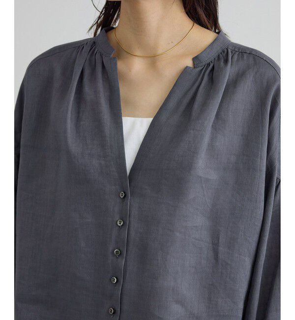 SALON adam et rope'「リネンスキッパーギャザーブラウス / GENTLE LINEN 新色追加」|シャツ・ブラウス|