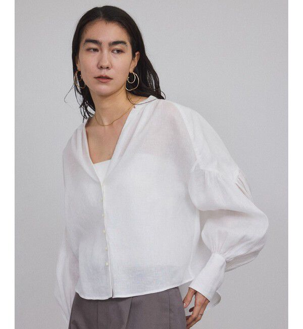 SALON adam et rope'「リネンスキッパーギャザーブラウス / GENTLE LINEN 新色追加」|シャツ・ブラウス|