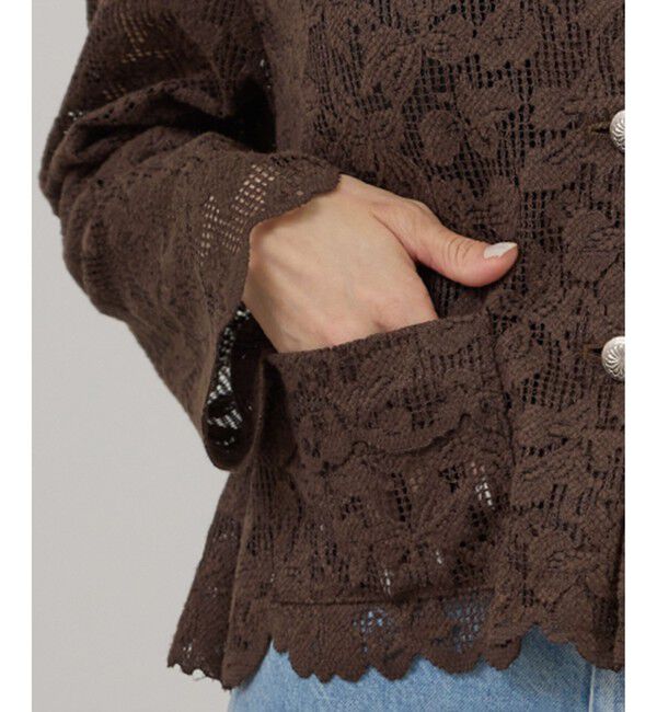 SALON adam et rope'「スカラップレースクロップドシャツジャケット」|その他|