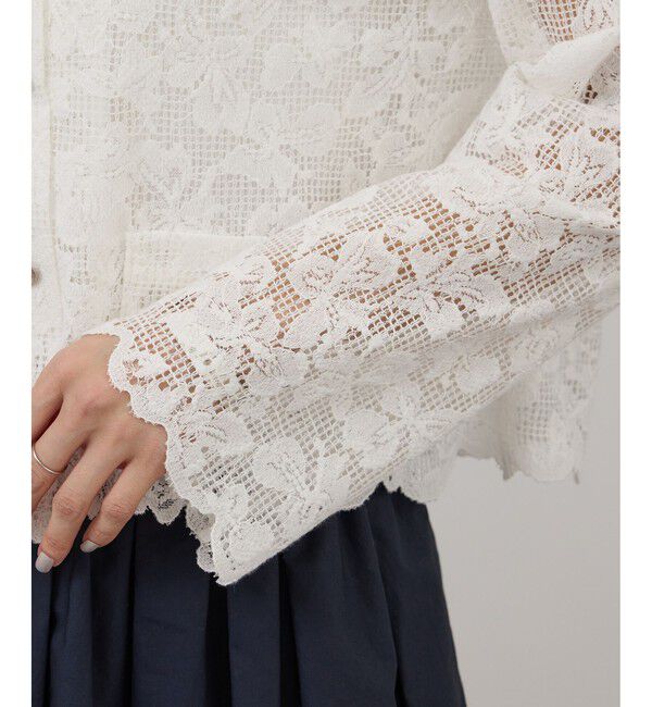 SALON adam et rope'「スカラップレースクロップドシャツジャケット」|その他|