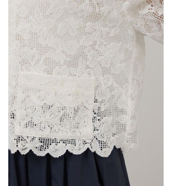 SALON adam et rope'「スカラップレースクロップドシャツジャケット」|その他|