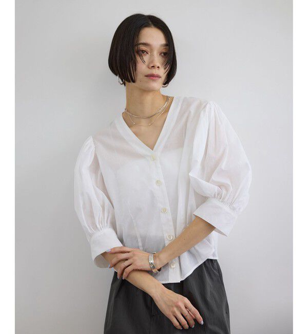 SALON adam et rope'「ギャザーボリュームスリーブブラウス」|シャツ・ブラウス|オフホワイト(15)