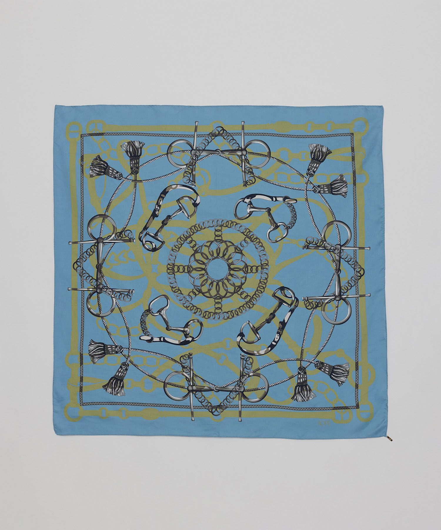 ROP&Eacute;「ROPE'アーカイブパターンシルクスカーフ/Sサイズ」|バンダナ・スカーフ|サックス(48)