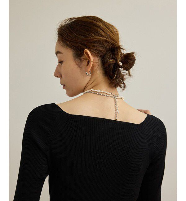 ROPE「【洗える】ワイドリブスクエアネックニット」|ニット・セーター|